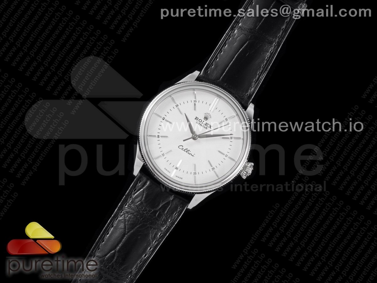 KZ공장 롤렉스 셀리니 스틸 화이트다이얼 가죽스트랩 Cellini SS KZF 1:1 Best Edition White Dial Stick Markers on Black Leather Strap SA3132
