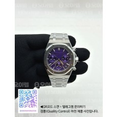 APS공장 오데마피게 로얄오크 크로노그래프 스틸 퍼플다이얼 브레이슬릿 26240